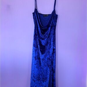 Elegant Blue Velvet Dress